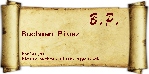 Buchman Piusz névjegykártya